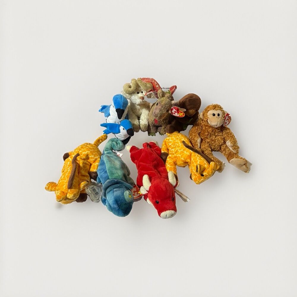 Ty Beanie Babies Lot 10 Rocket Twigs Snort Scorch Rainbow Fumbles Tags Rare